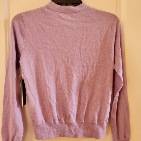 Signature V-Neck Cashmere & Cotton Cardigan in Purple Betta Size XXS - Picture 2 of 6